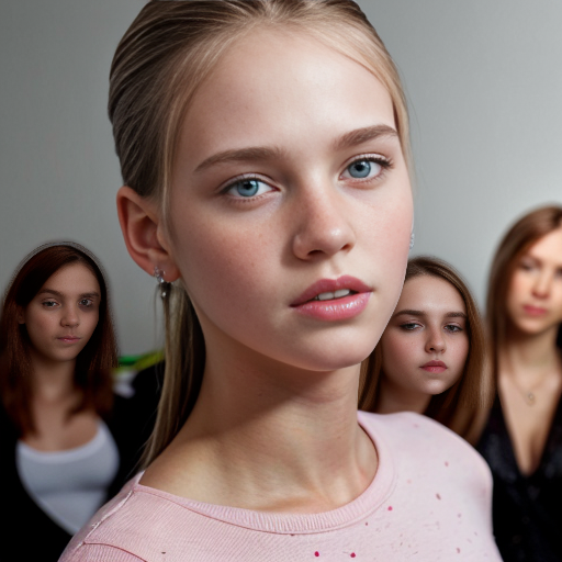 Chica con persones rosados
