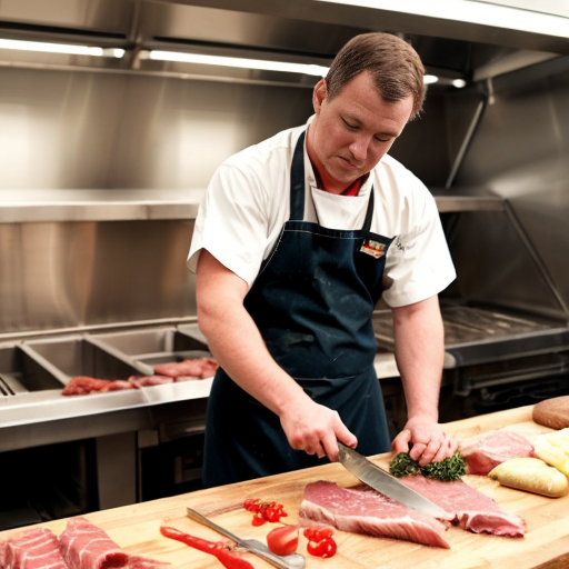 Make me a butcher sighn with a cow and butcher’s knife and clever with other meats