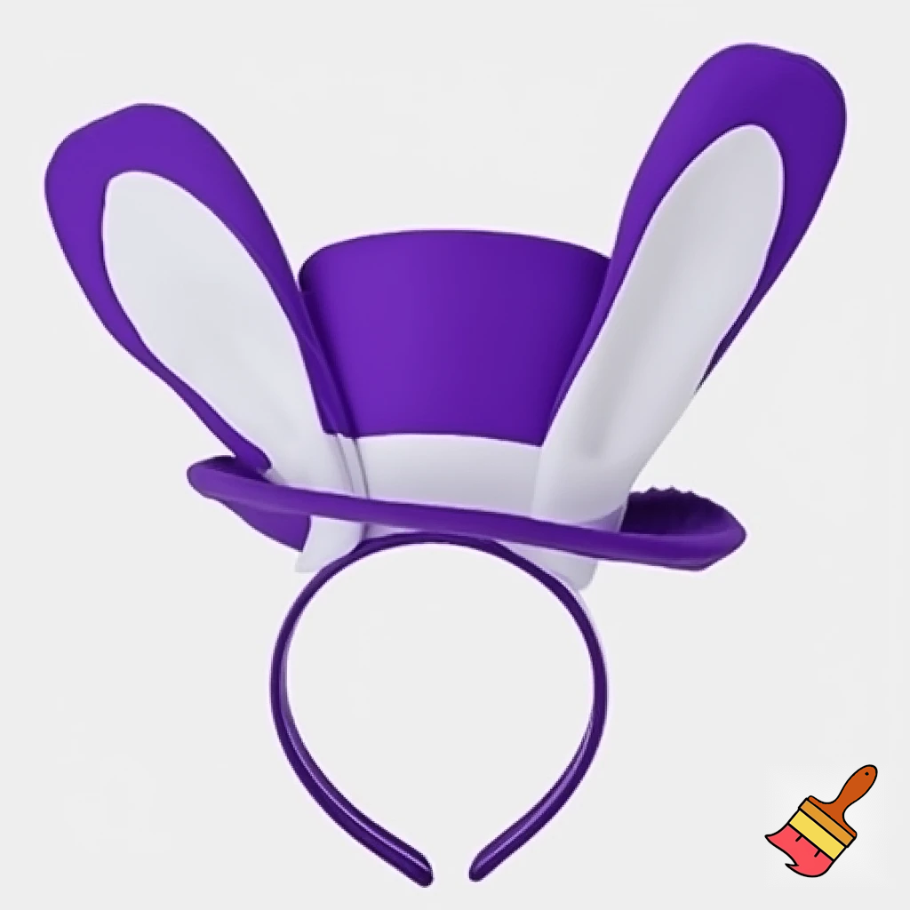 Easter top head headband, purple and white bunny ears top hat