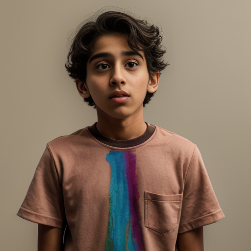 a nervous short 14 brown boy with colorful clothing who is a human
