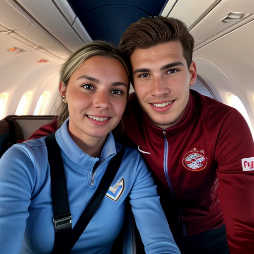Goretzka and Vanessa at the plane