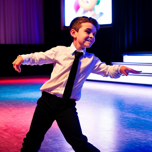 A boy dancing with mario