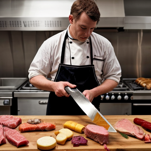 Make me a butcher sighn with a cow and butcher’s knife and clever with other meats