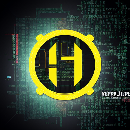 Logo JUPS in yellow color. Cyberpunk style.