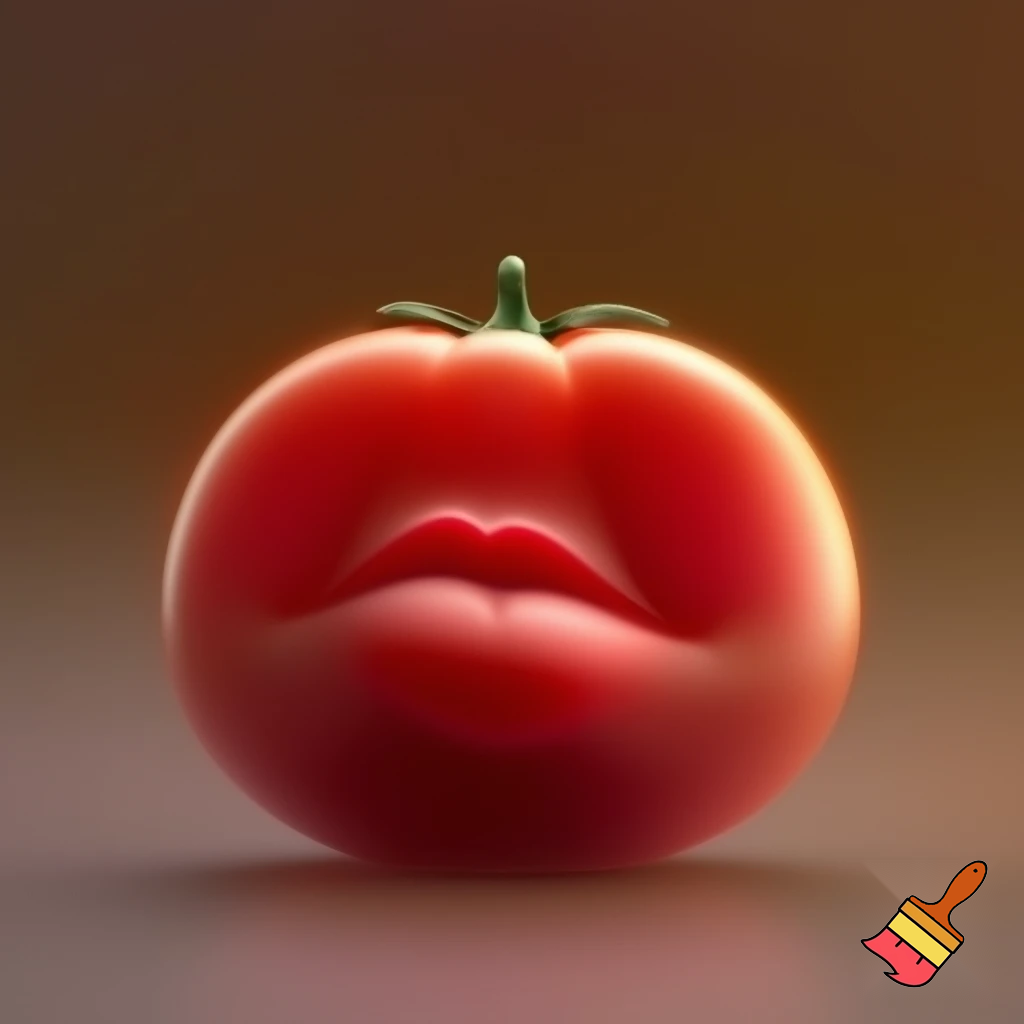 A small tomato with just big lips, with big breast and big rear but no eyes 