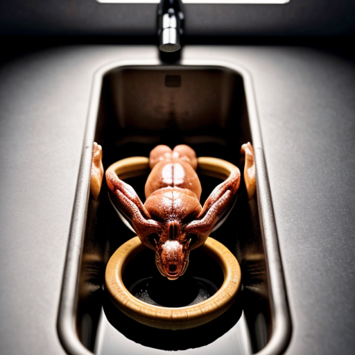 Bendy crawling out of a sink drain