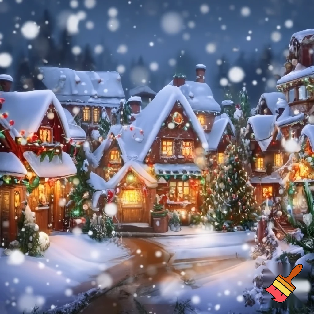 a happy village in christmas