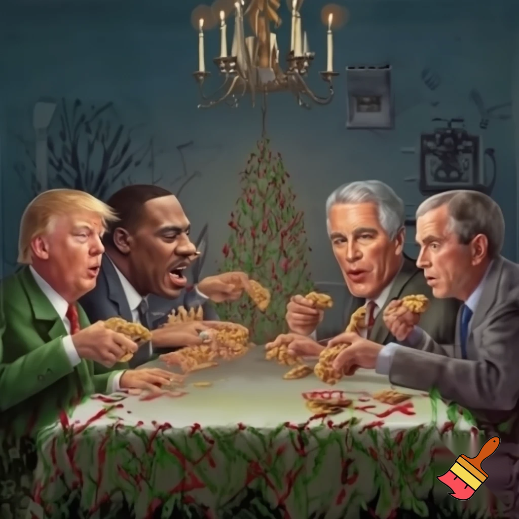 Adolf Hitler donald trump George Floyd Jeffery epstien bill Clinton George bush eating Christmas cookies