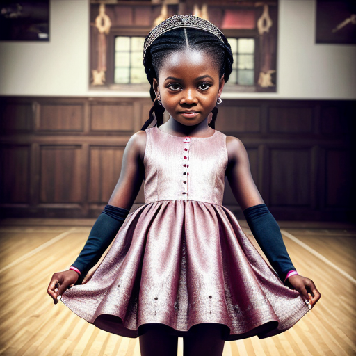 Ugandan little girl, at party dress, very beautiful princess, on the court room