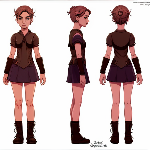 a reference sheet for a girl character design extraordinary