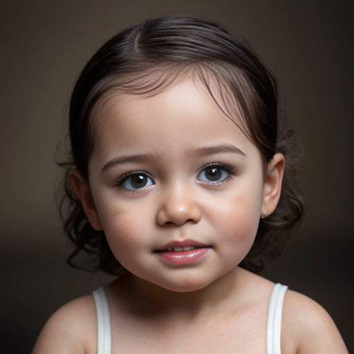 create a 1-year-old girl mixed skin-color with brown curly hair