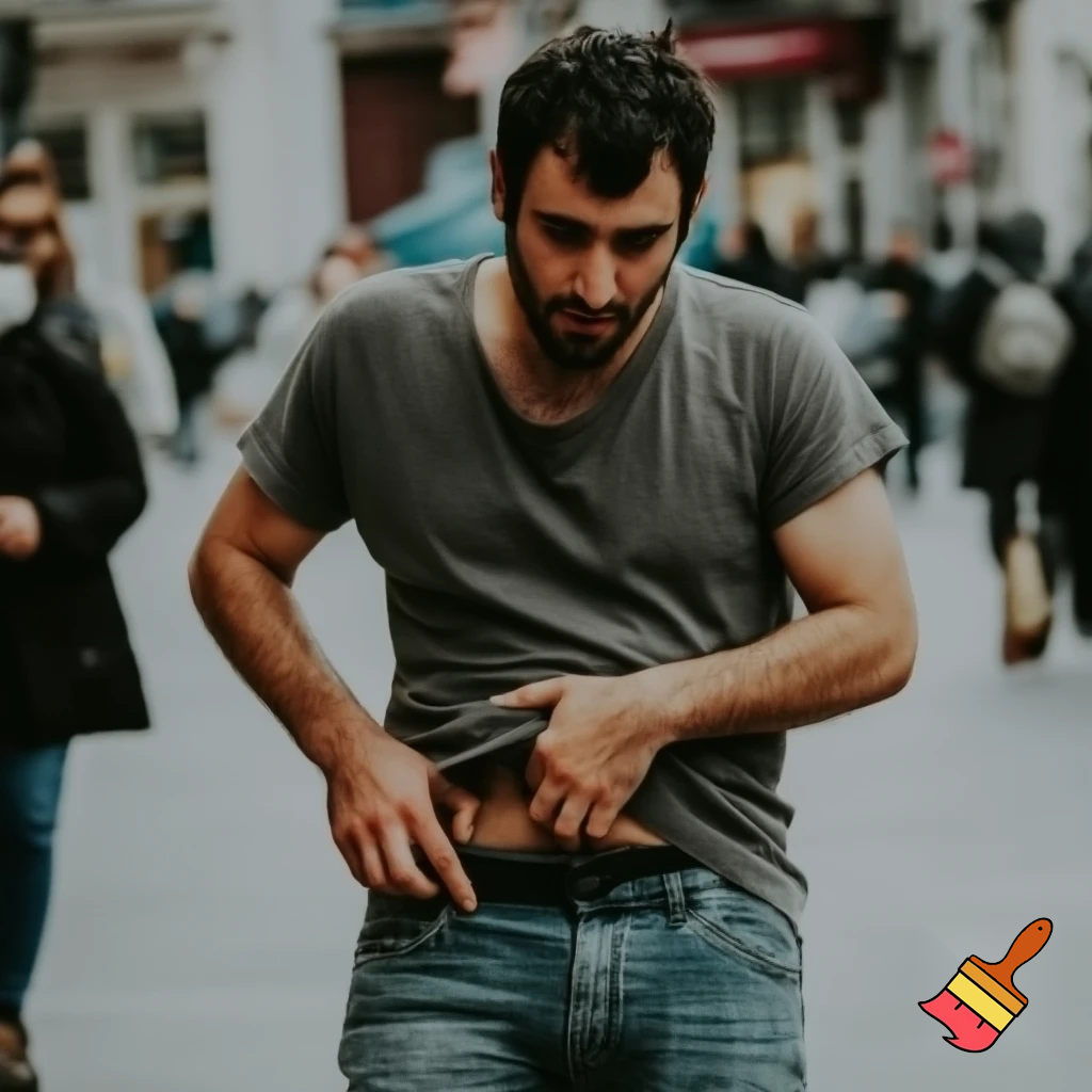 Man scratching his underpants 