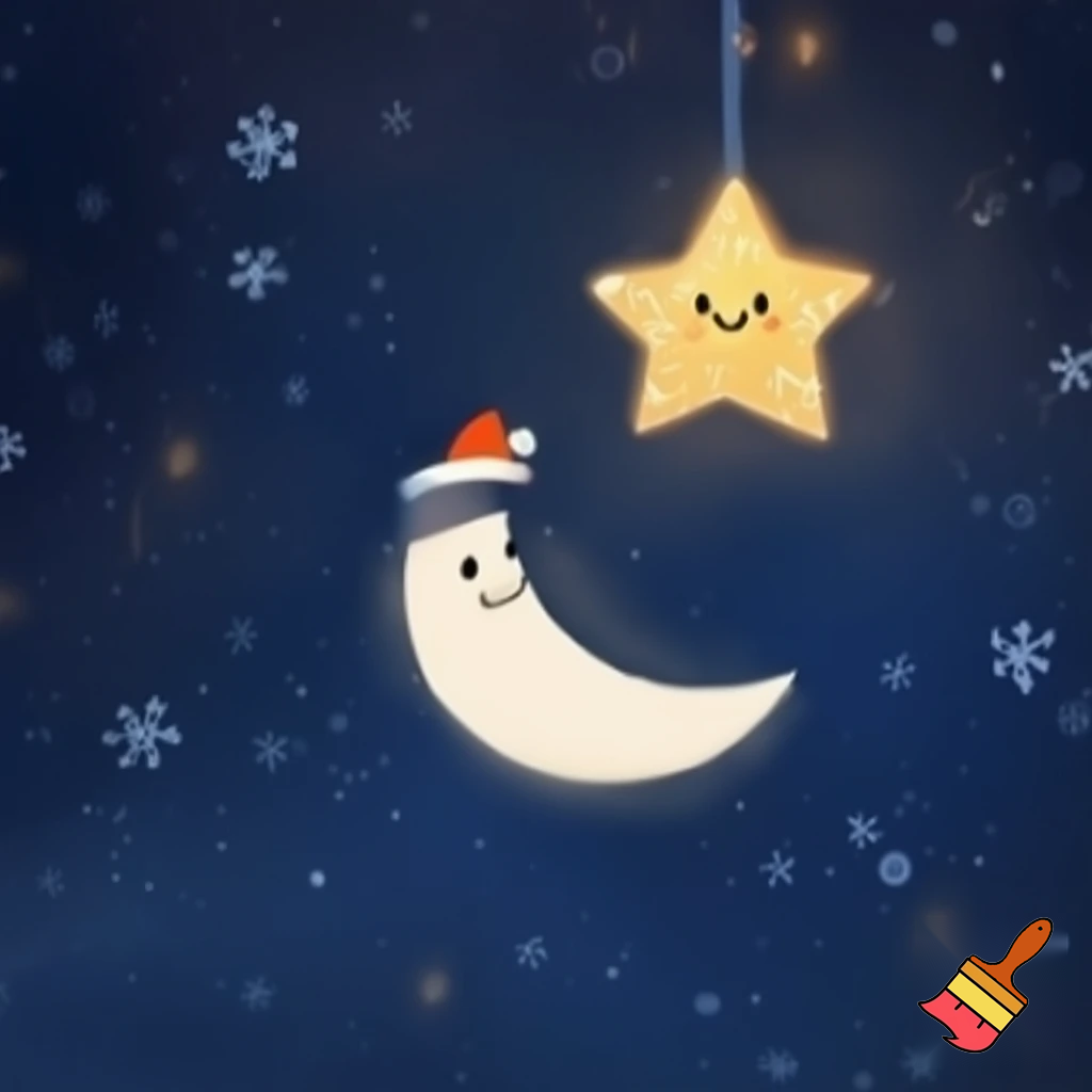 Star and moon christmas cartoon