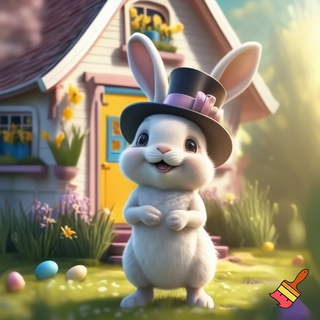 Easter bunny mascot costume top hat Easter bunny’s house