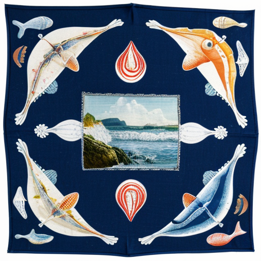 fazzoletto con immagini di oggetti mare
