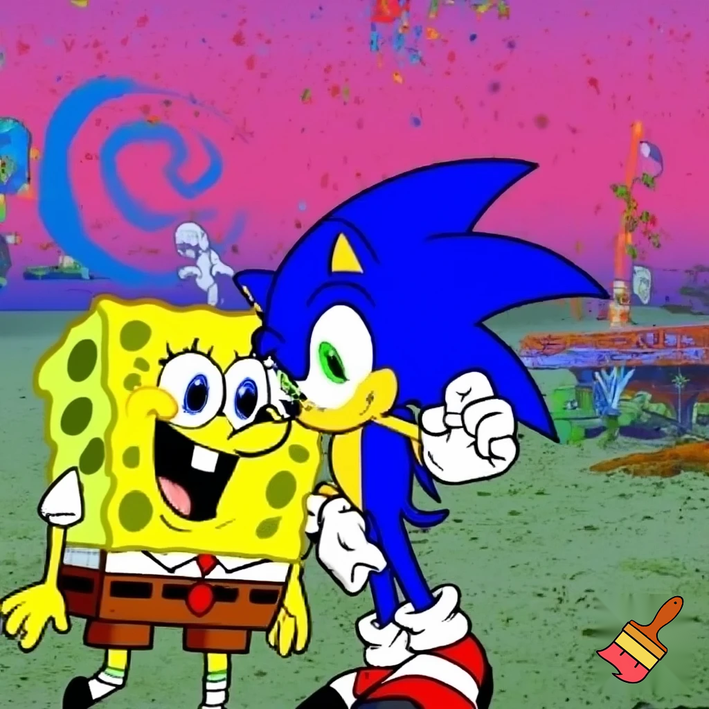 SpongeBob and sonic GPT Image