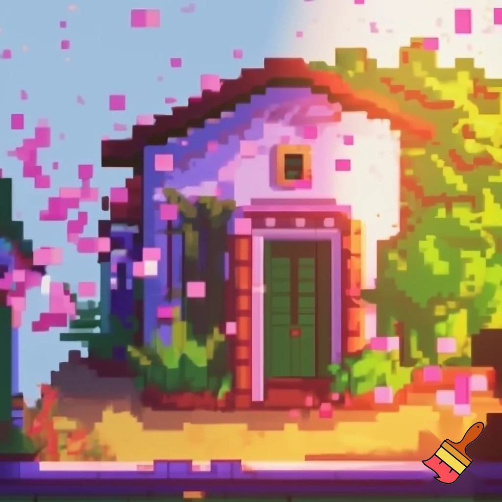 I want that wive me a ilustration of the Casita of Principe whit some pixels on pink
