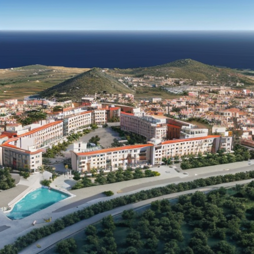 Turkish Republic of Northern Cyprus Lefkoşa in 2030 with official buildings in the Turkish dub