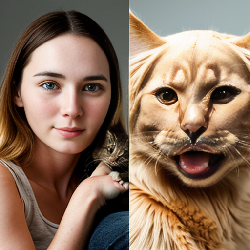 genarate the animals given(golden retriever and cat) in the pictures into a realistic human couple  