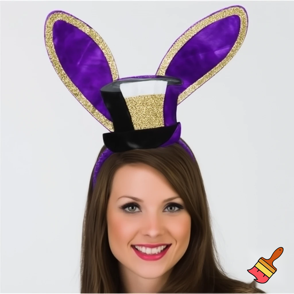 Easter bunny top hat headband, purple and white gold and silver top hat black purple dark purple