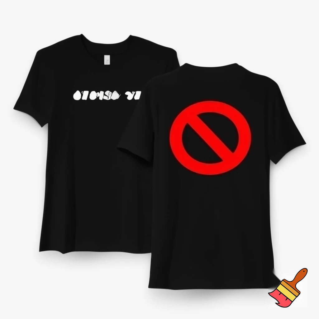 a t shirt with the words "NO REPLY ALL" on the front of the shirt, on the back of the shirt a large circle with a red diagonal through it

