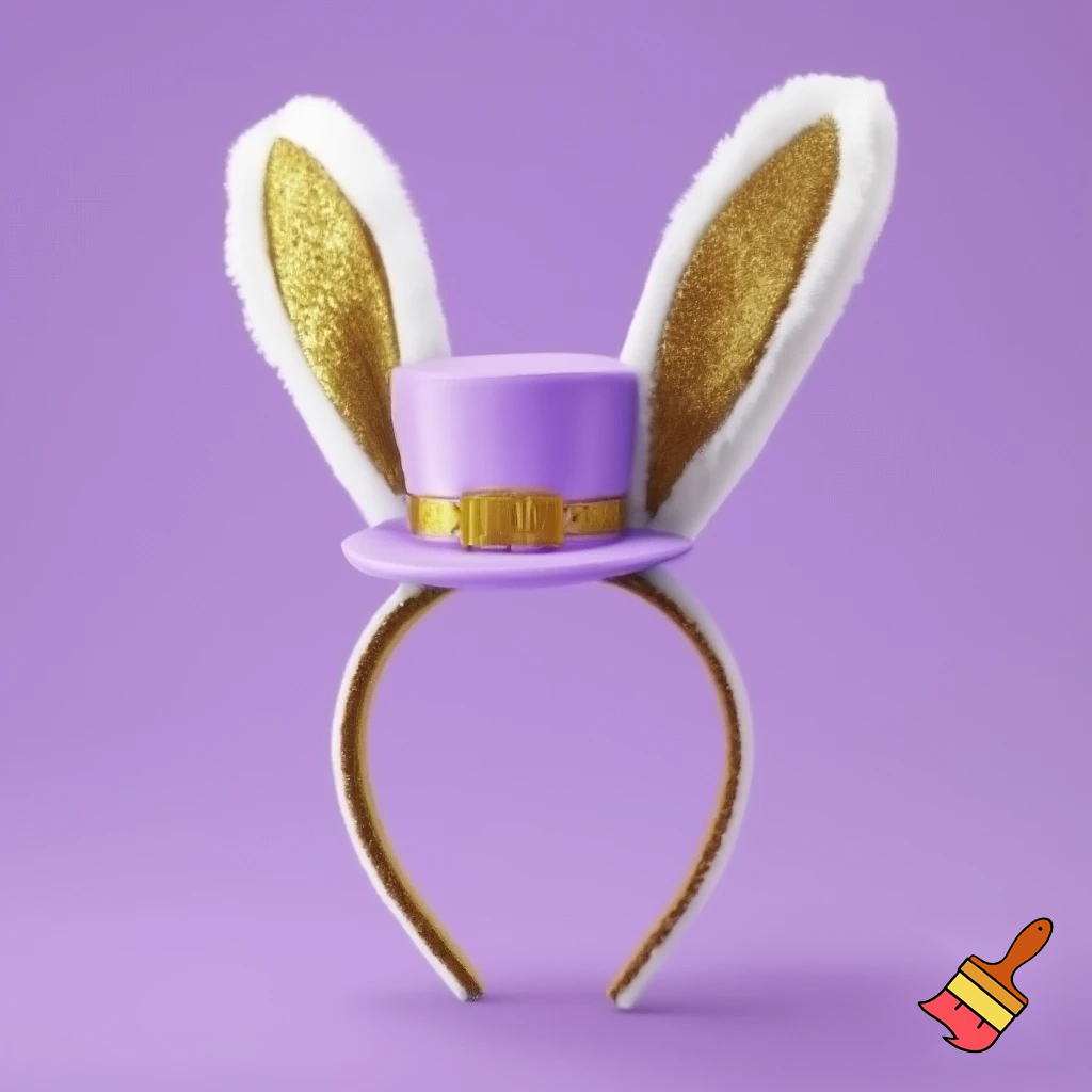 Easter top hat headband Easter bunny headband, purple and white with gold