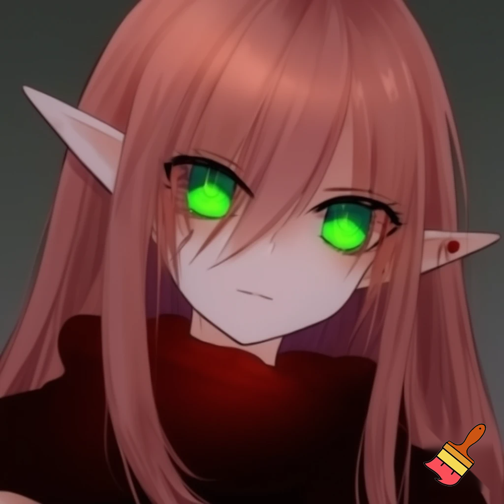 je souhaite générer un personnage d'anime ce sera une fille avec des cheveux long lisse et un peux ébouriffe elle sera moitié elfe  moitié démon  et elle aurat des yeux  vert perçant  