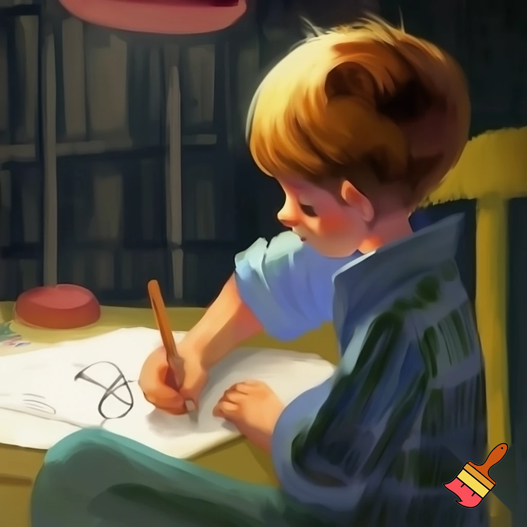 ders çalışan bir çocuk çiz

