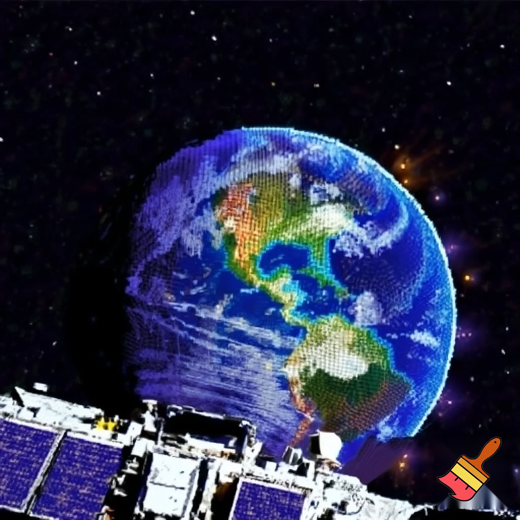 earth view from space station pixel art