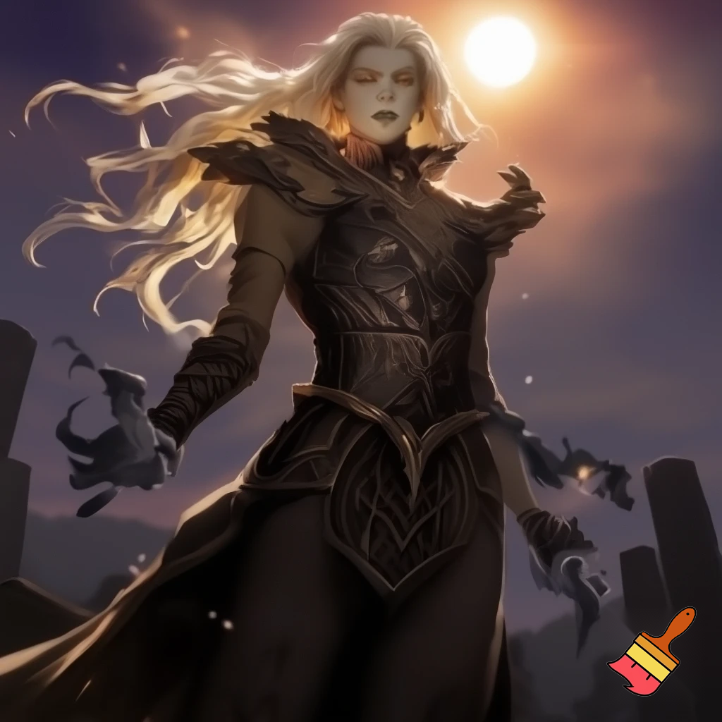 blonde sun elf death cleric necromancer