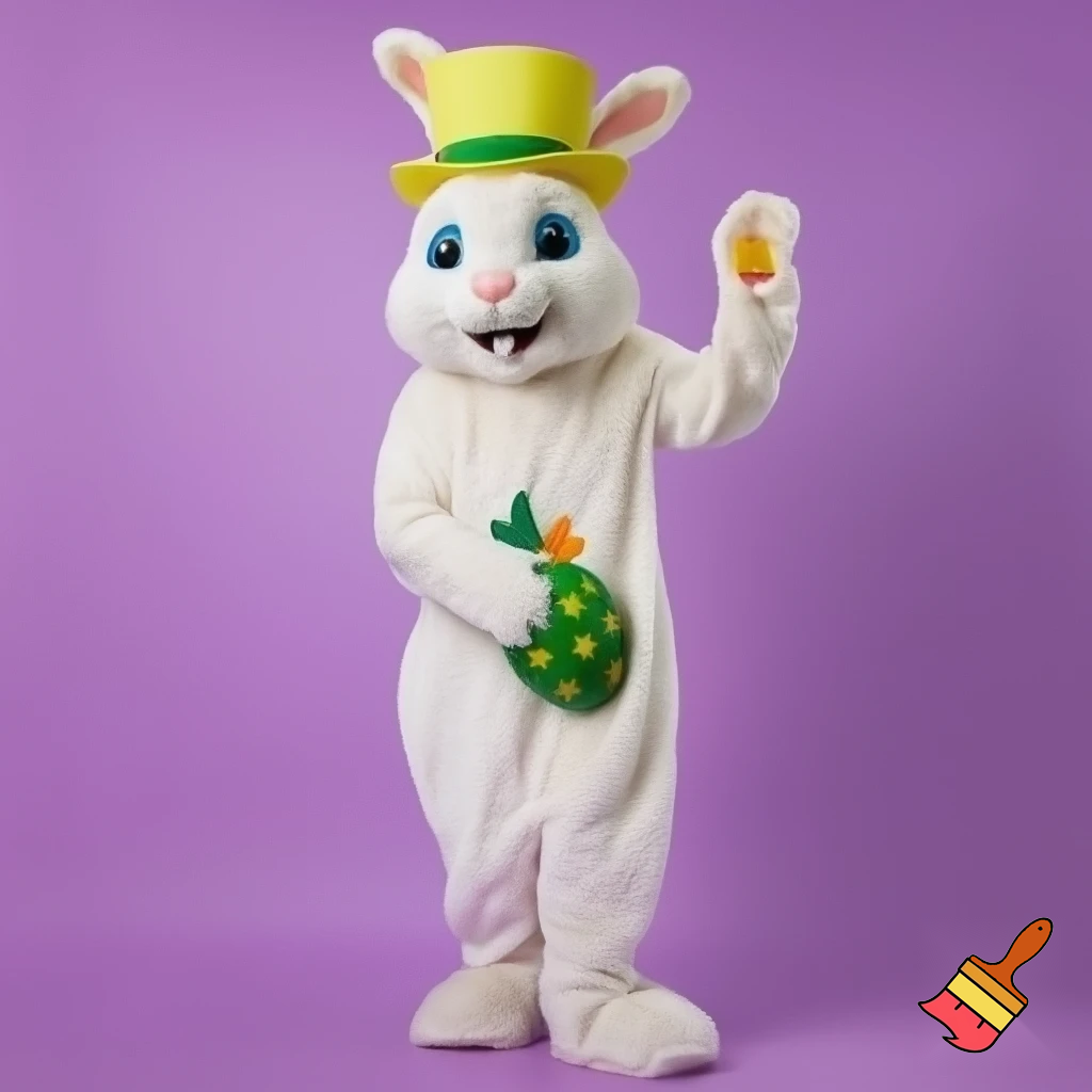 Easter bunny mascot top hat costume