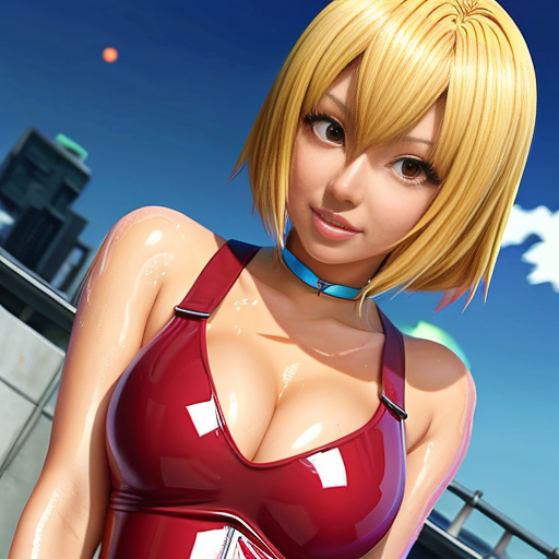 Beyonce  in wet in a red latex top with latex skirt with long red nails with honey blonde hair selfie ve yerde sırtüstü yatar gözlerini kapatır elleri karnında bacakları ve ayakları düz şekilde 