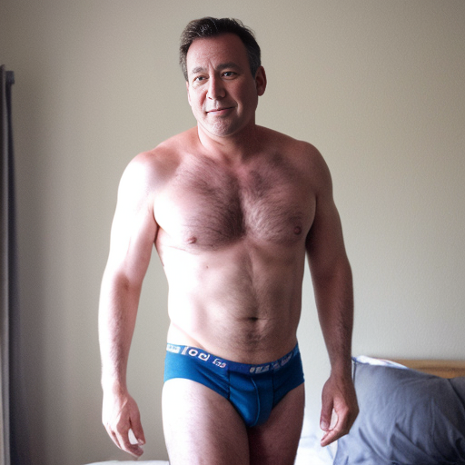 generate a Human dad Taking His shirt off and not wearing his underwear on and naked no pants