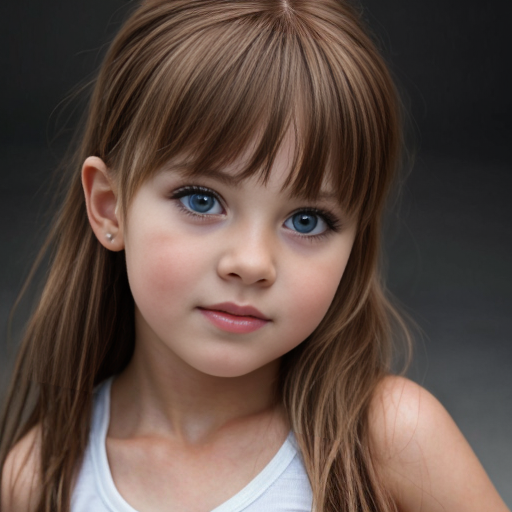 Auburn haired girl tween with big brown eyes