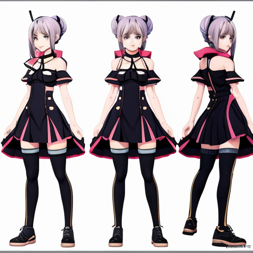 a reference sheet for a girl vtuber character design anime digital  extraordinary