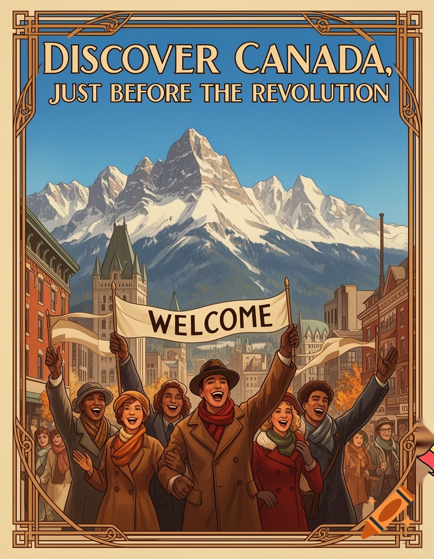 a poster to bring people to canada just before the revolution
