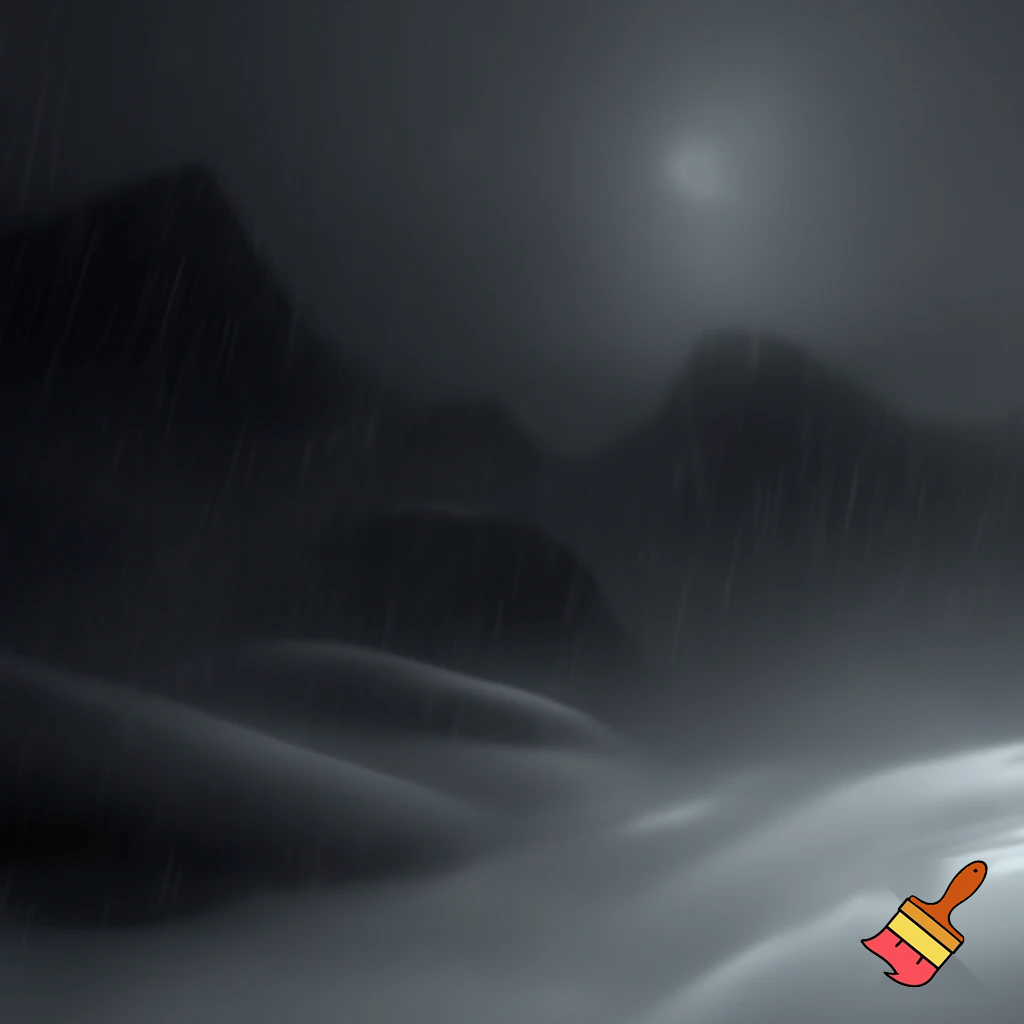 Polar Night with shades of gray in a snowstorm
