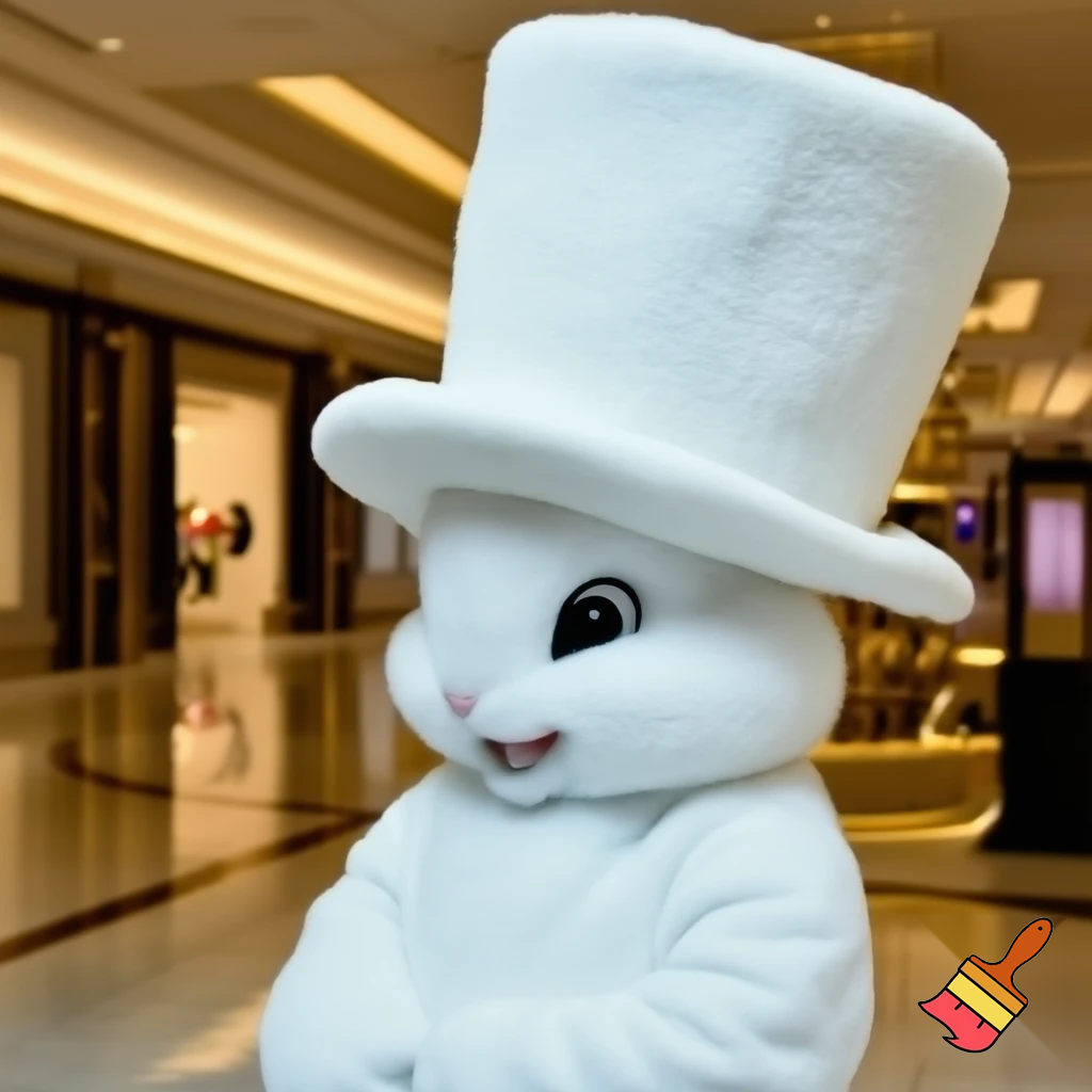 Easter bunny mascot costume top hat special Easter bunny, expensive 🏬and a delicate shopping centre