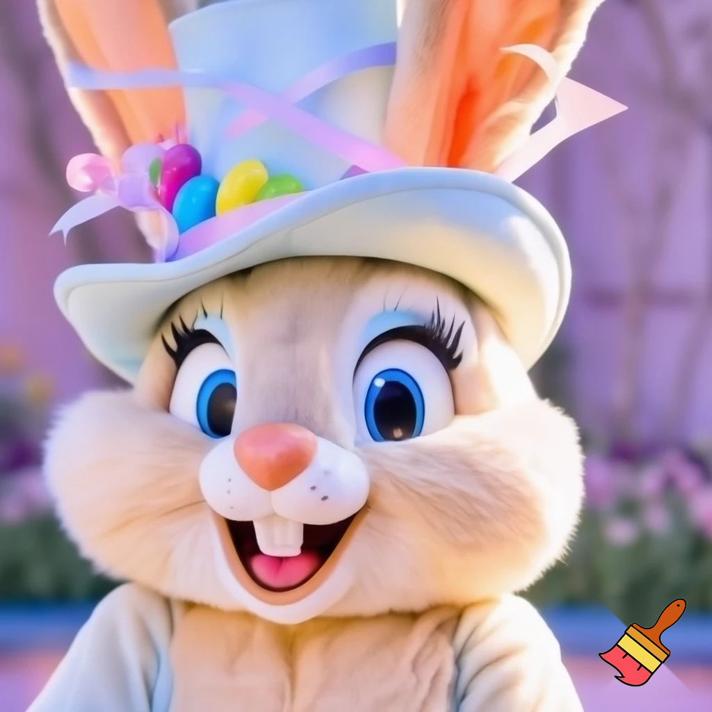 Easter bunny mascot from Disneyland costume top hat