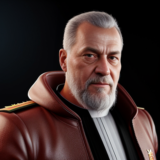 сделай патриарха Кирилла с нимбом и крыльями в реалистичном стиле