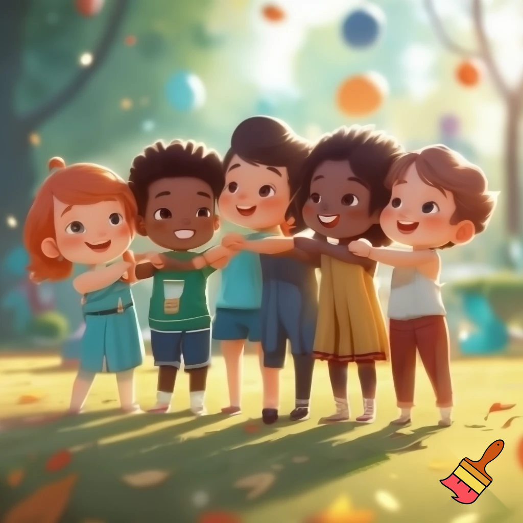 young kids from ethnic diverse backgrounds holding hands side by side 
