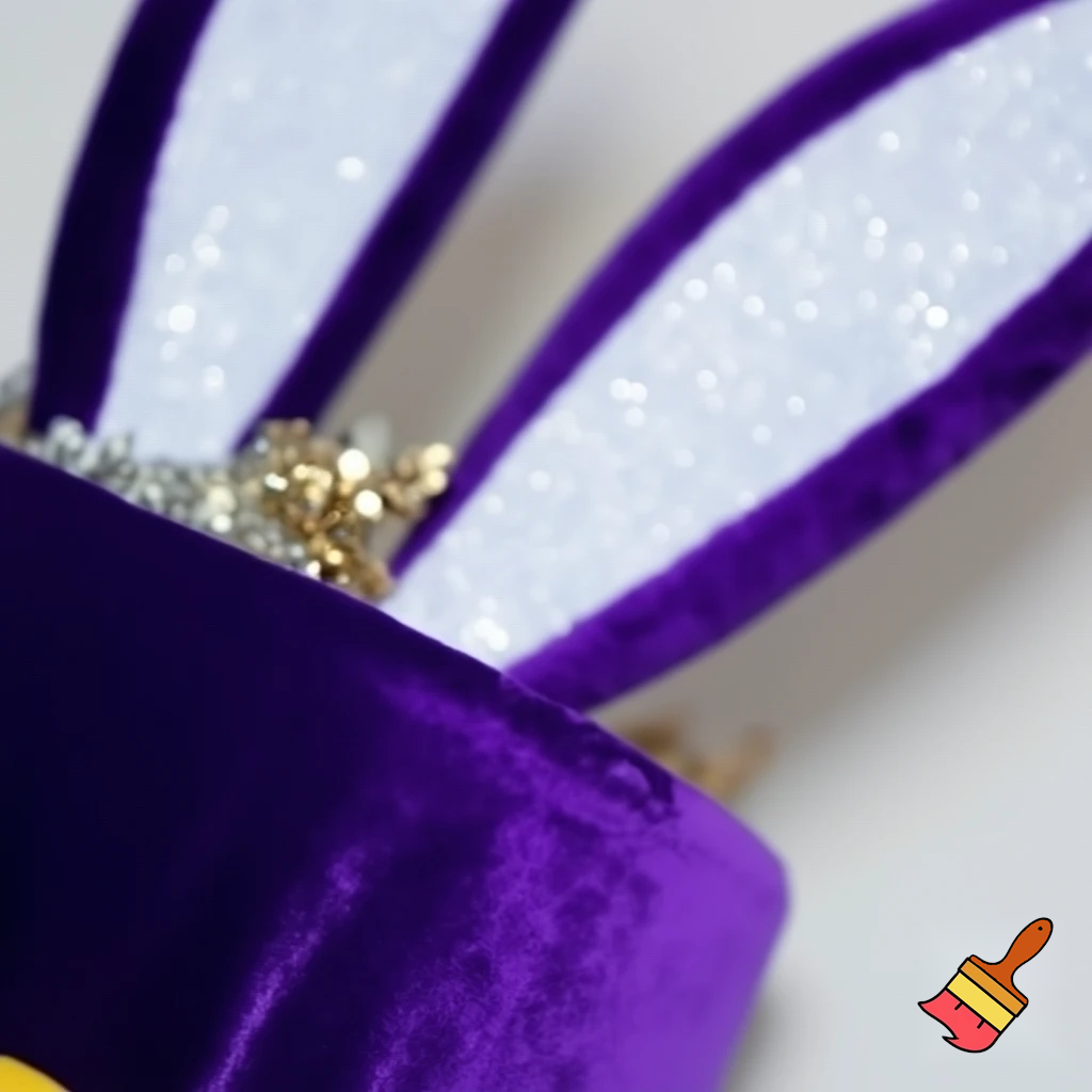 Special top hat headband Easter headband with rabbit, ears, purple and white purple and white with glitter velvet golden purple and white with glitter silver