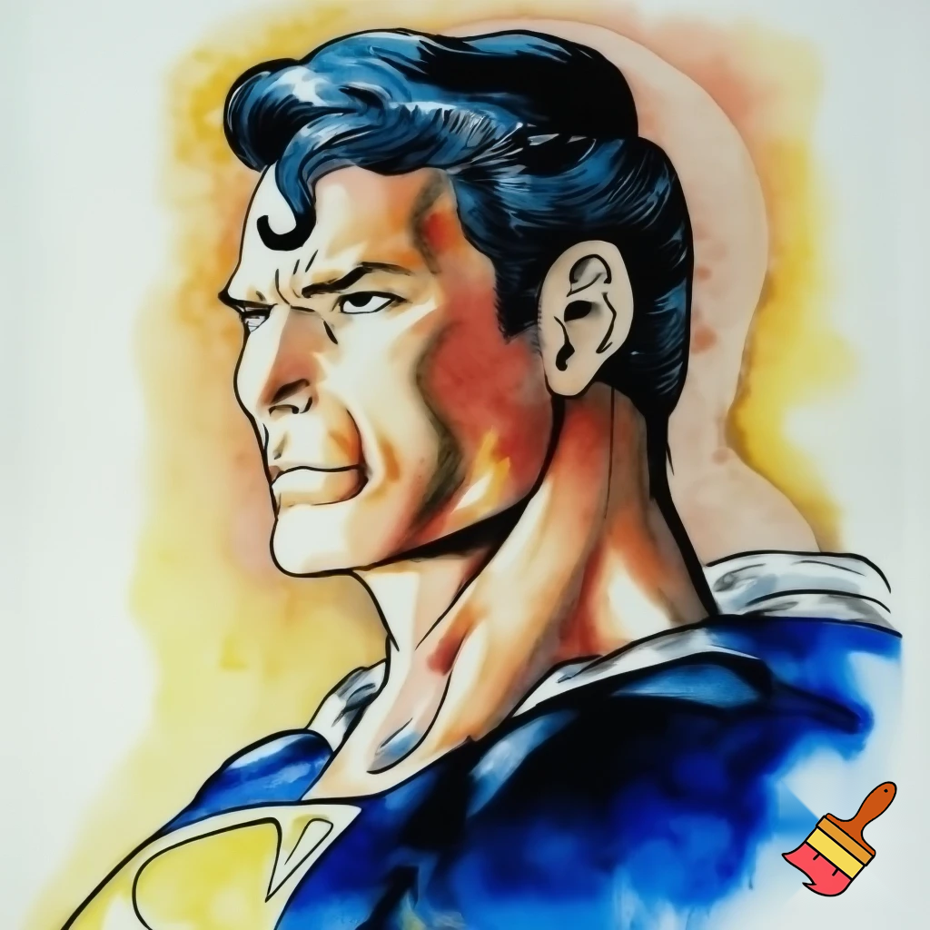 Superman, Stephen Gammell style watercolor painting
