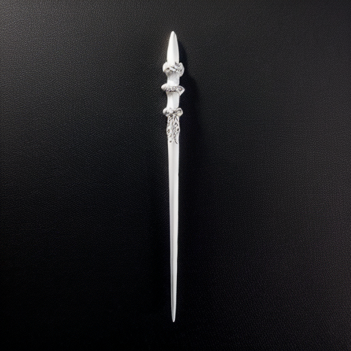 silver and white mystical wand on a solid black background
