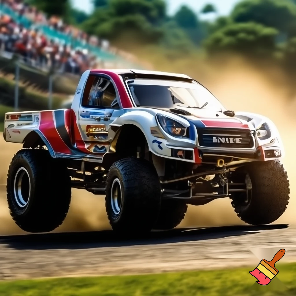 Crear una imagen de un camión JMC 2.8 rueda sencilla de carreras. Estilo.Formula Truck brasilera
