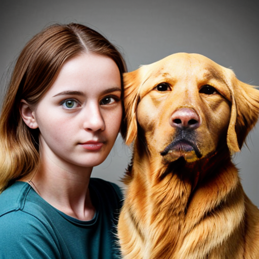 genarate the animals given(golden retriever and cat) in the pictures into a realistic human couple  