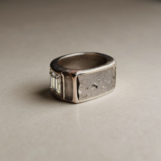 a ring with a large rectangular baguette-cut stone