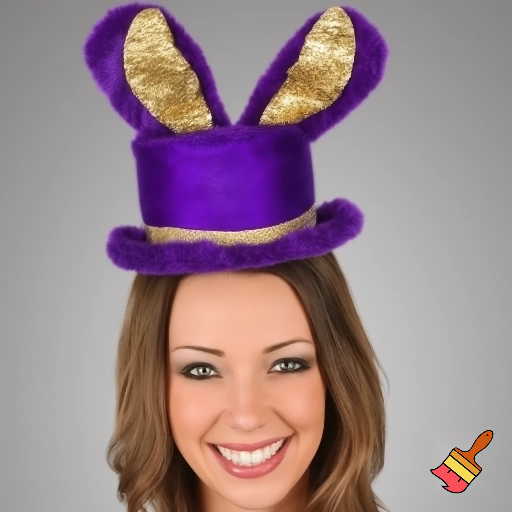 Easter bunny top hat, Easter balcony headband, purple and gold headband top hat
