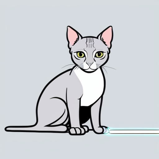 Light grey Sphynx cat with light blue eyes against a cool background. Square image 