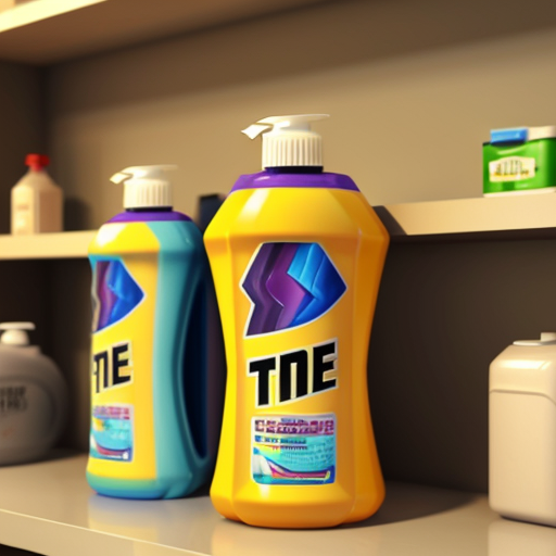 Pixar-style 3D render of a detergent bottle.

Eyes: stern and tired

Eyebrows: flat, unimpressed

Mouth: tight line

Arms: cap arms on hips

Scene: laundry shelf, clean Pixar lighting